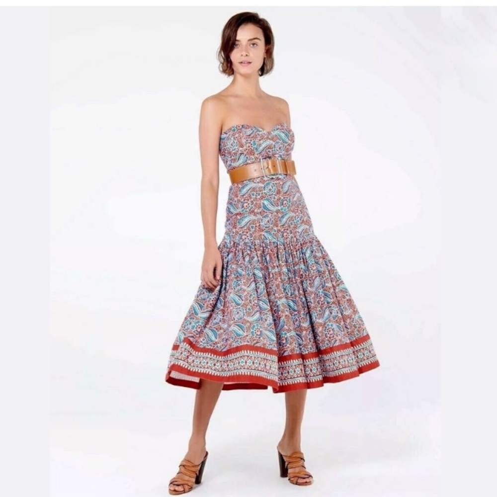 Veronica Beard Fiore Strapless Floral Midi Dress, US 0